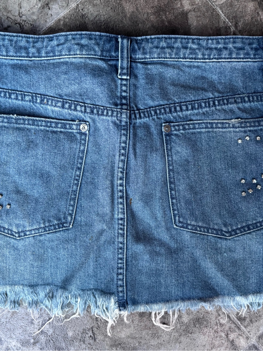 Free People Embellished Blue Denim Mini Skirt - Picture 4 of 6